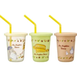 Maison Ghibli Kitchenware-3 Glasses With Straw Set - My Neighbor Totoro