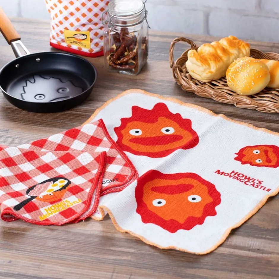 Maison Ghibli Kitchenware-2 Pcs Set Kitchen Towel Calcifer - Howl'S Moving Castle