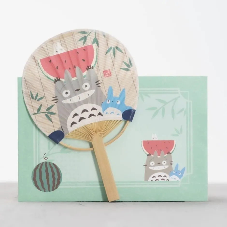 Maison Ghibli Accessories-Bamboo Fan & Letter Set Totoro With Watermelon - My Neighbor Totoro