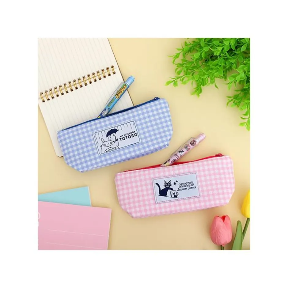 Maison Ghibli Storage-Blue Checkered Pencil Case - My Neighbor Totoro
