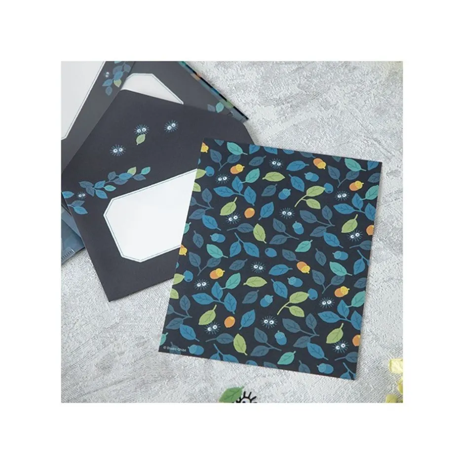 Maison Ghibli Postcards And Letter Papers-Clear Folder & Letter Set Soot Sprites Leaves - My Neighbor Totoro
