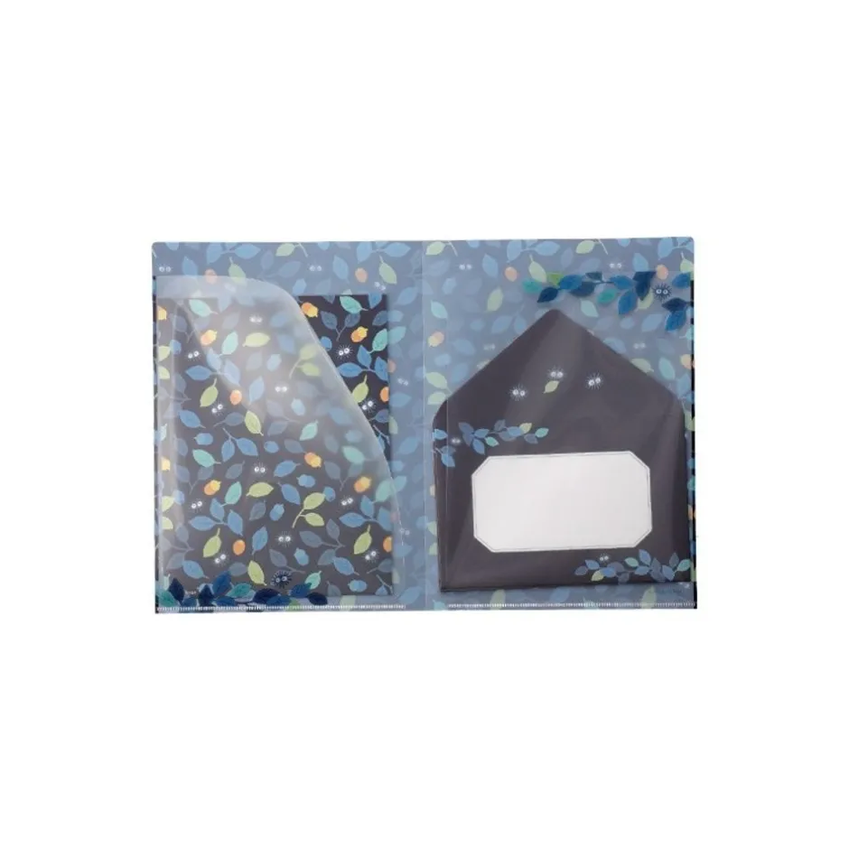 Maison Ghibli Postcards And Letter Papers-Clear Folder & Letter Set Soot Sprites Leaves - My Neighbor Totoro