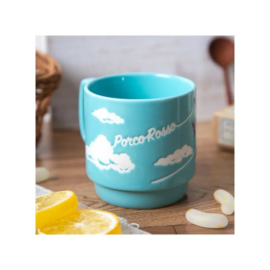 Maison Ghibli Kitchenware-Coloful Embossed Mug Savoia - Porco Rosso