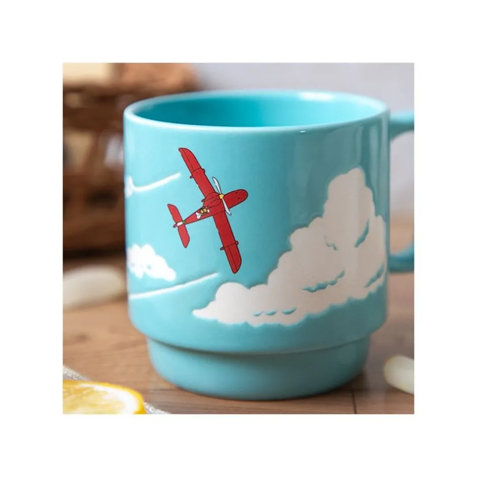 Maison Ghibli Kitchenware-Coloful Embossed Mug Savoia - Porco Rosso