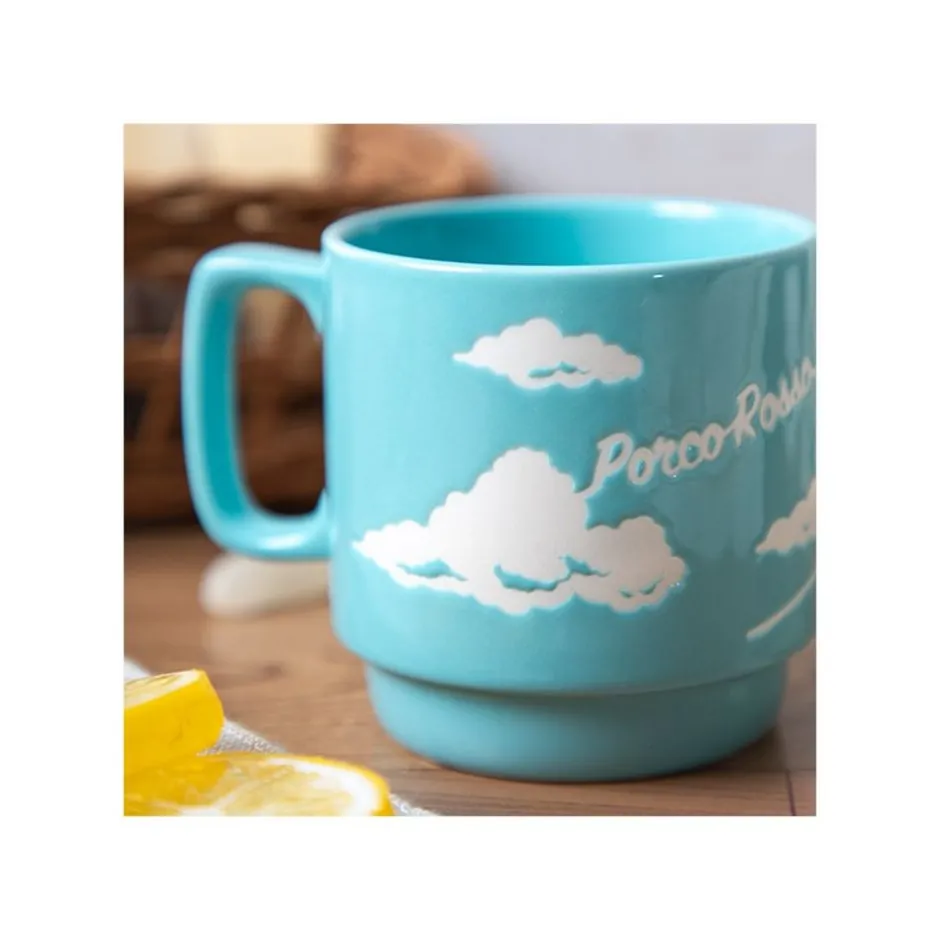 Maison Ghibli Kitchenware-Coloful Embossed Mug Savoia - Porco Rosso