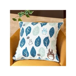 Maison Ghibli Furniture-Cushion Big Totoro Blue & Green Leaves 45X45 Cm - My Neighbour Totoro