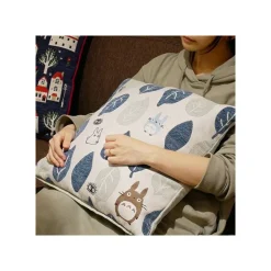 Maison Ghibli Furniture-Cushion Big Totoro Blue & Green Leaves 45X45 Cm - My Neighbour Totoro