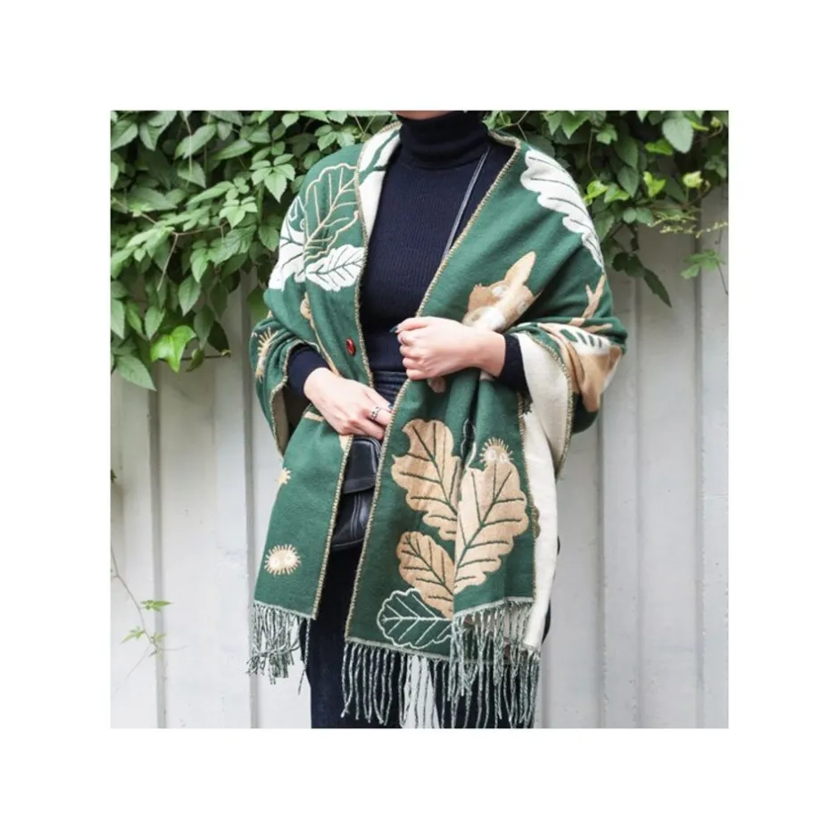 Maison Ghibli Outfits-Dark Green Stole Oak Leaves - My Neighbor Totoro