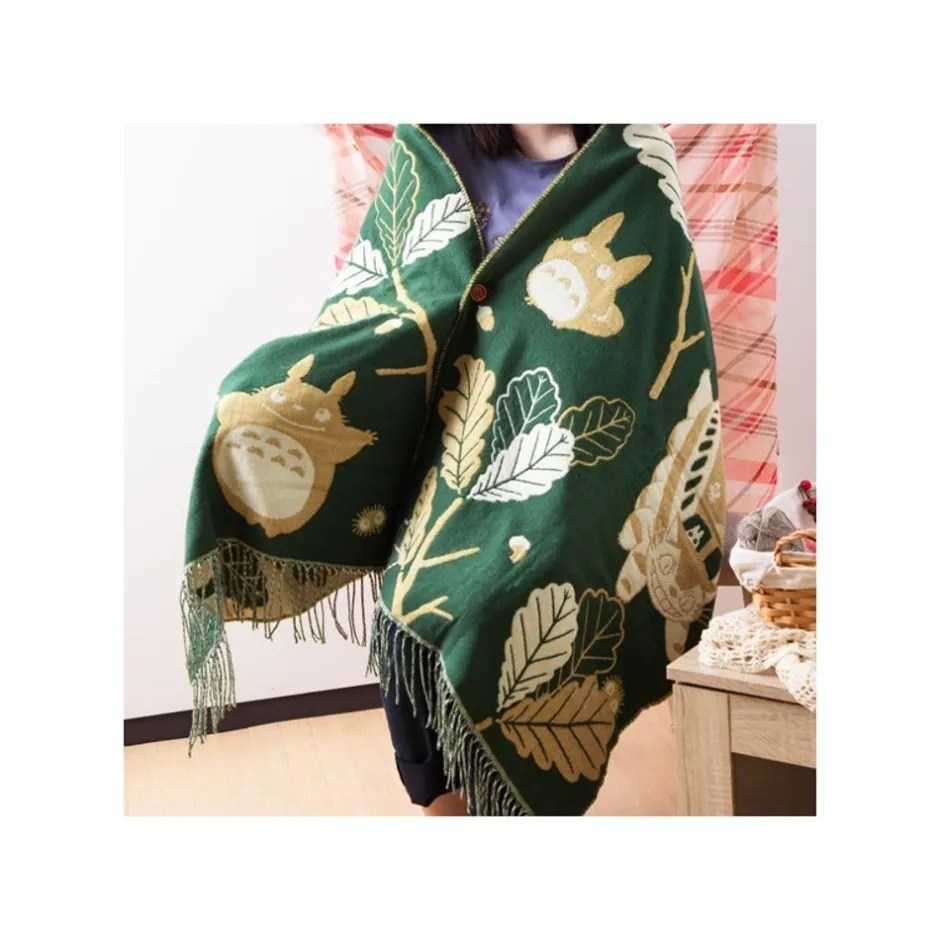 Maison Ghibli Outfits-Dark Green Stole Oak Leaves - My Neighbor Totoro