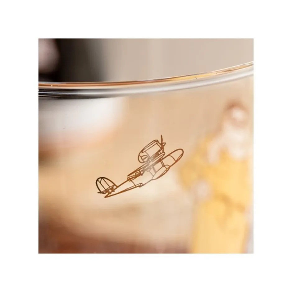 Maison Ghibli Kitchenware-Decorated Glass Marco & Fio - Porco Rosso