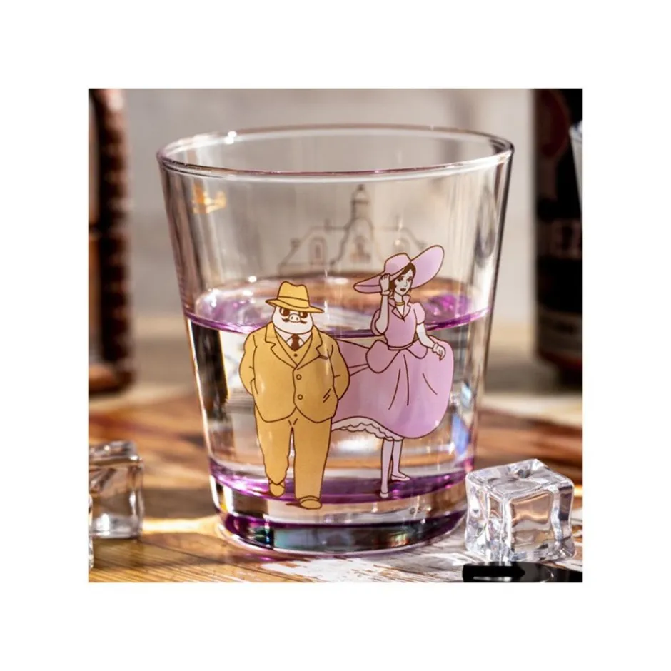 Maison Ghibli Kitchenware-Decorated Glass Marco & Gina - Porco Rosso