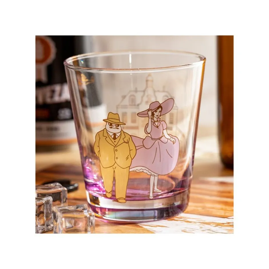 Maison Ghibli Kitchenware-Decorated Glass Marco & Gina - Porco Rosso