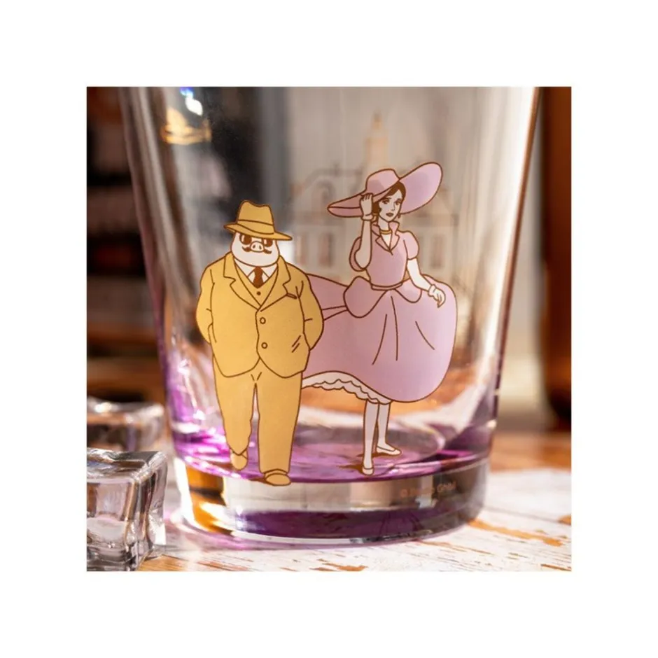 Maison Ghibli Kitchenware-Decorated Glass Marco & Gina - Porco Rosso