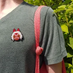 Maison Ghibli Pins-Embroidered Jewel Brooch San'S Mask - Princess Mononoke