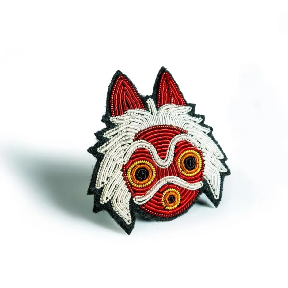 Maison Ghibli Pins-Embroidered Jewel Brooch San'S Mask - Princess Mononoke