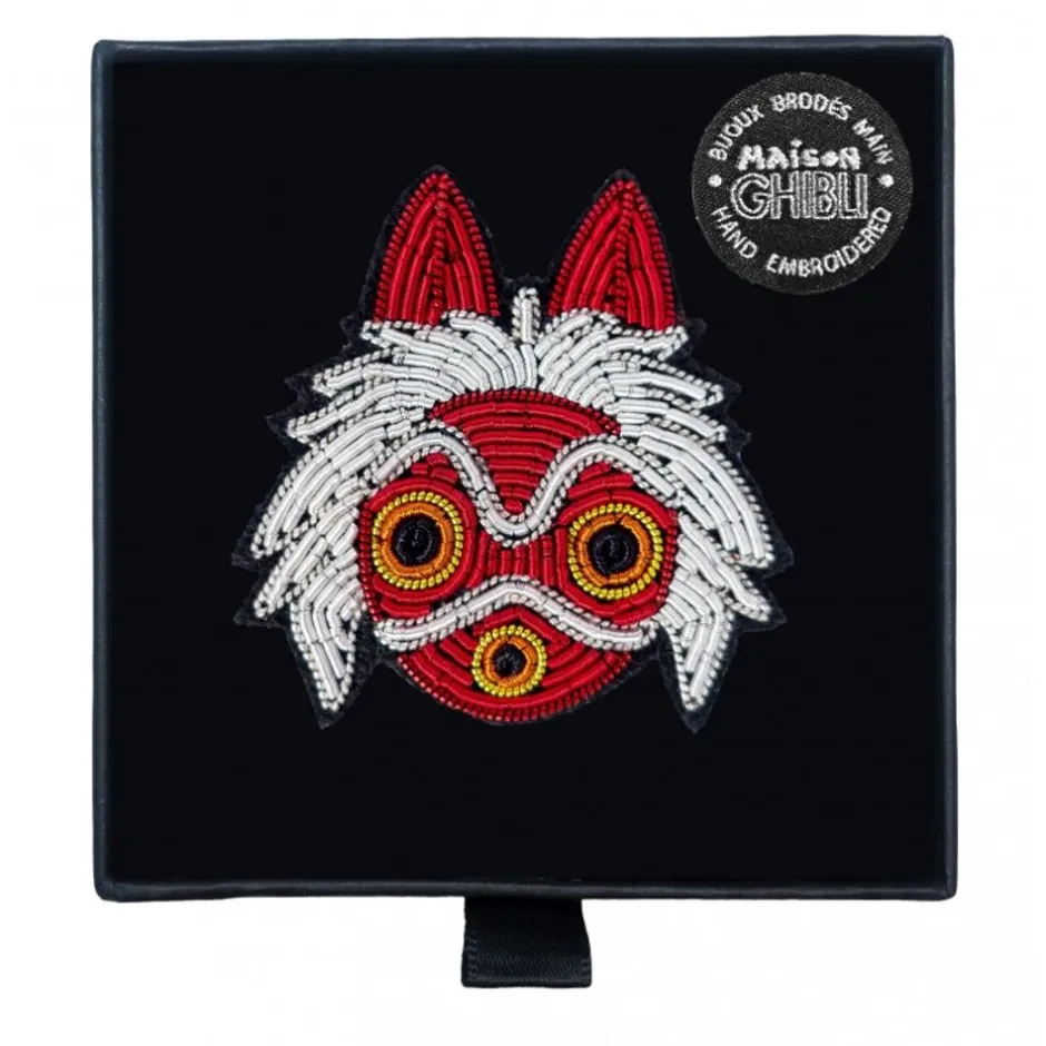 Maison Ghibli Pins-Embroidered Jewel Brooch San'S Mask - Princess Mononoke
