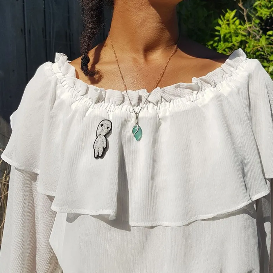 Maison Ghibli Pins-Embroidered Jewel Brooch Walking Kodama - Princess Mononoke