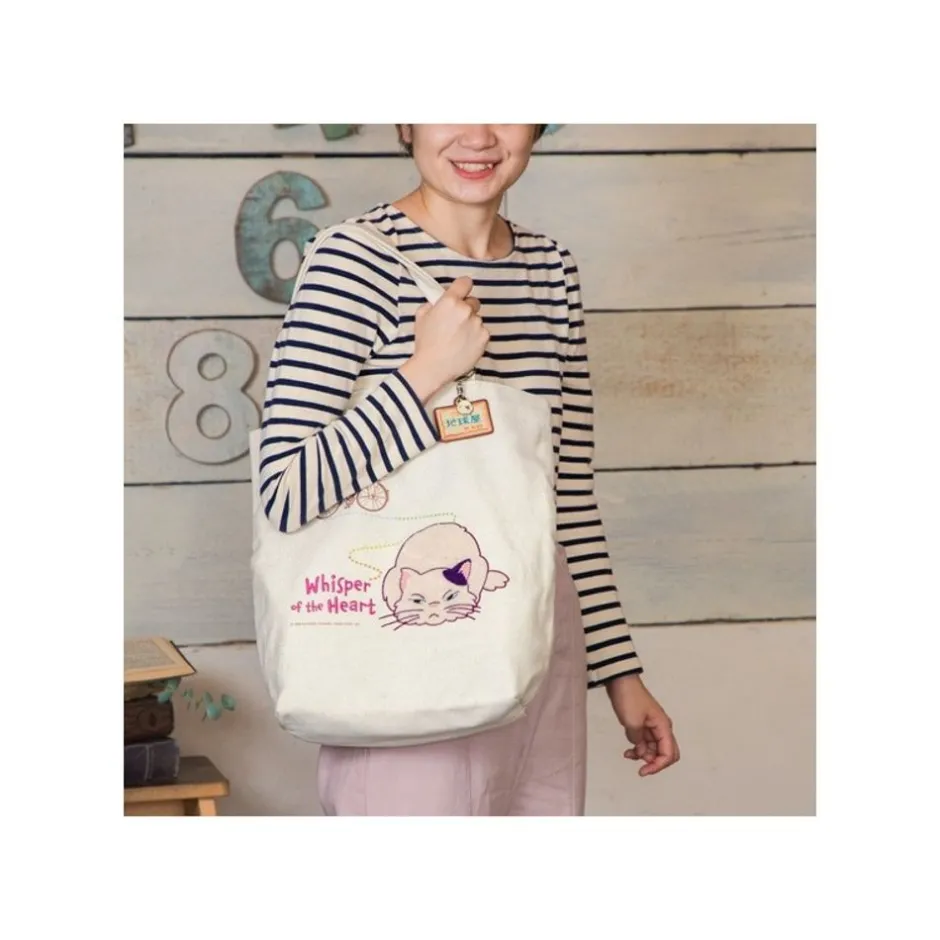Maison Ghibli Bags-Embroidery Canvas Tote Bag The Path Of Twos - Whisper Of The Heart