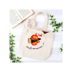 Maison Ghibli Bags-Embroidery Canvas Tote Bag Calcifer In A Hurry - Howl'S Moving Castle