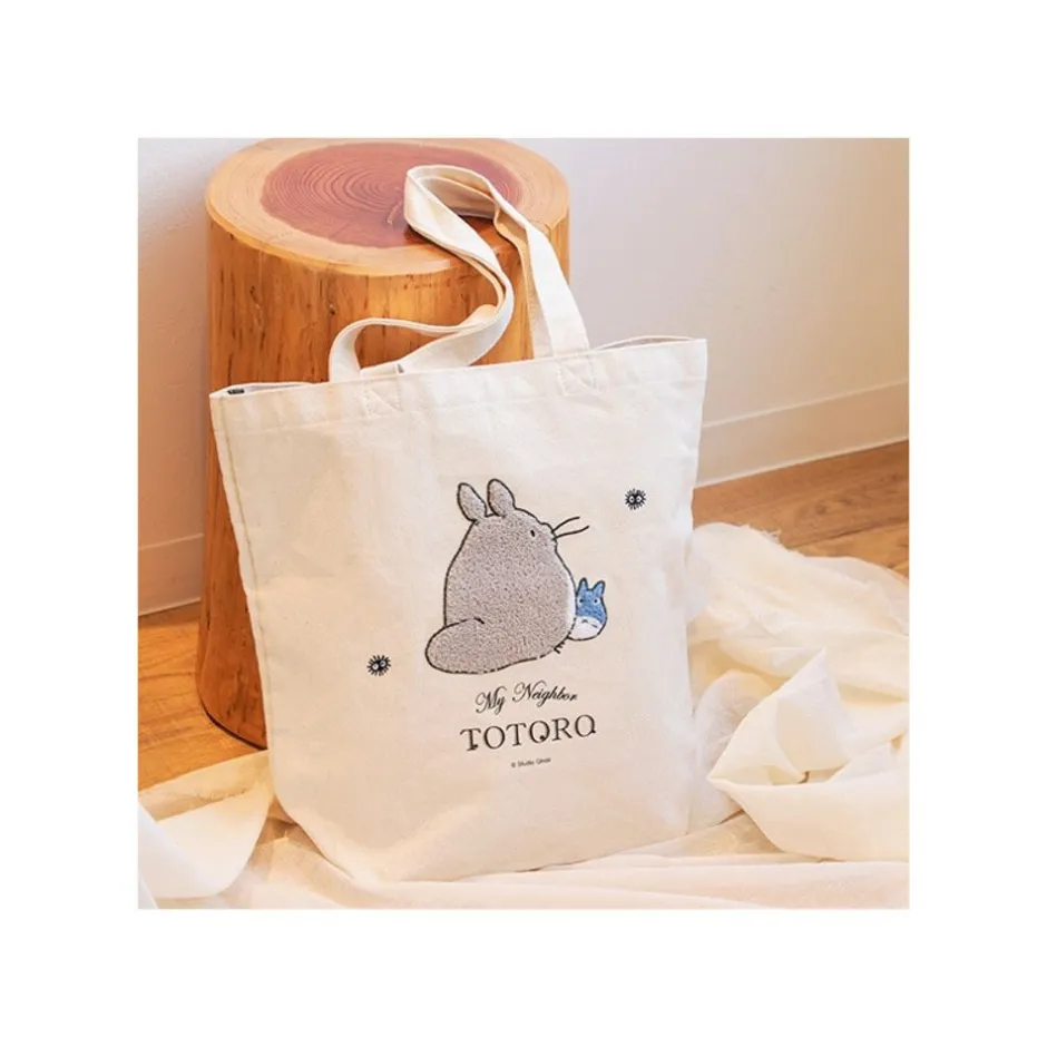Maison Ghibli Bags-Embroidery Canvas Tote Bag Walking Away - My Neighbor Totoro