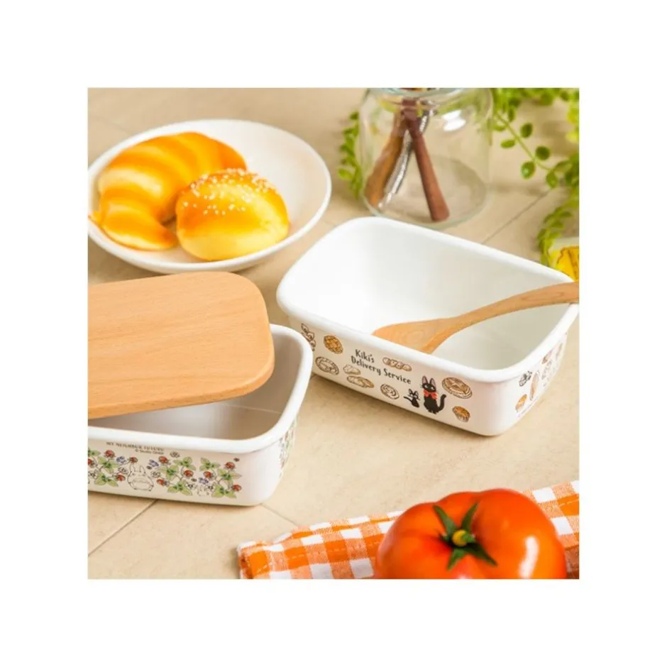 Maison Ghibli Kitchenware-Enamel Butter Dish With Wooden Lid Viennese Pastries 500Ml - Kiki'S D