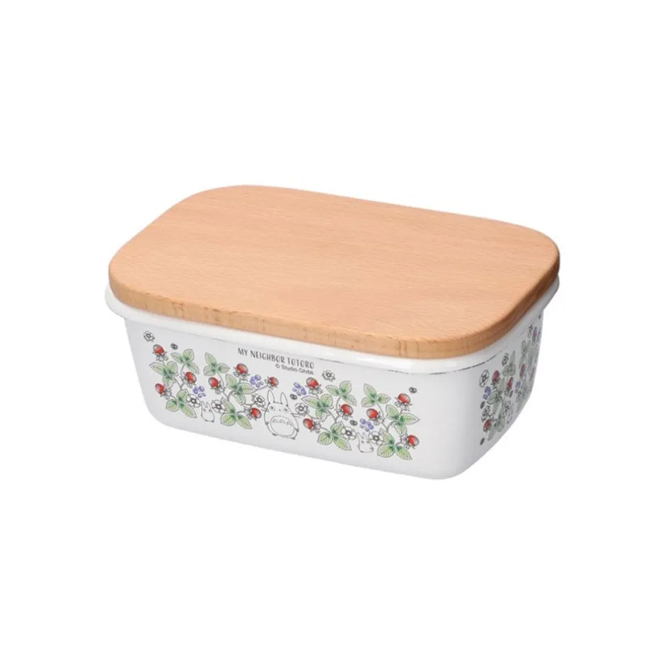 Maison Ghibli Kitchenware-Enamel Butter Dish With Wooden Lid Soot Sprites 500Ml - My Neighbor T