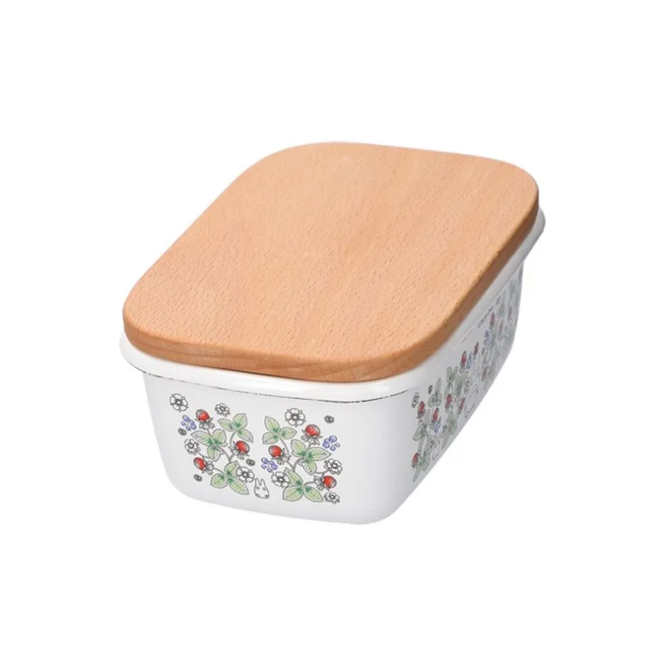 Maison Ghibli Kitchenware-Enamel Butter Dish With Wooden Lid Soot Sprites 500Ml - My Neighbor T