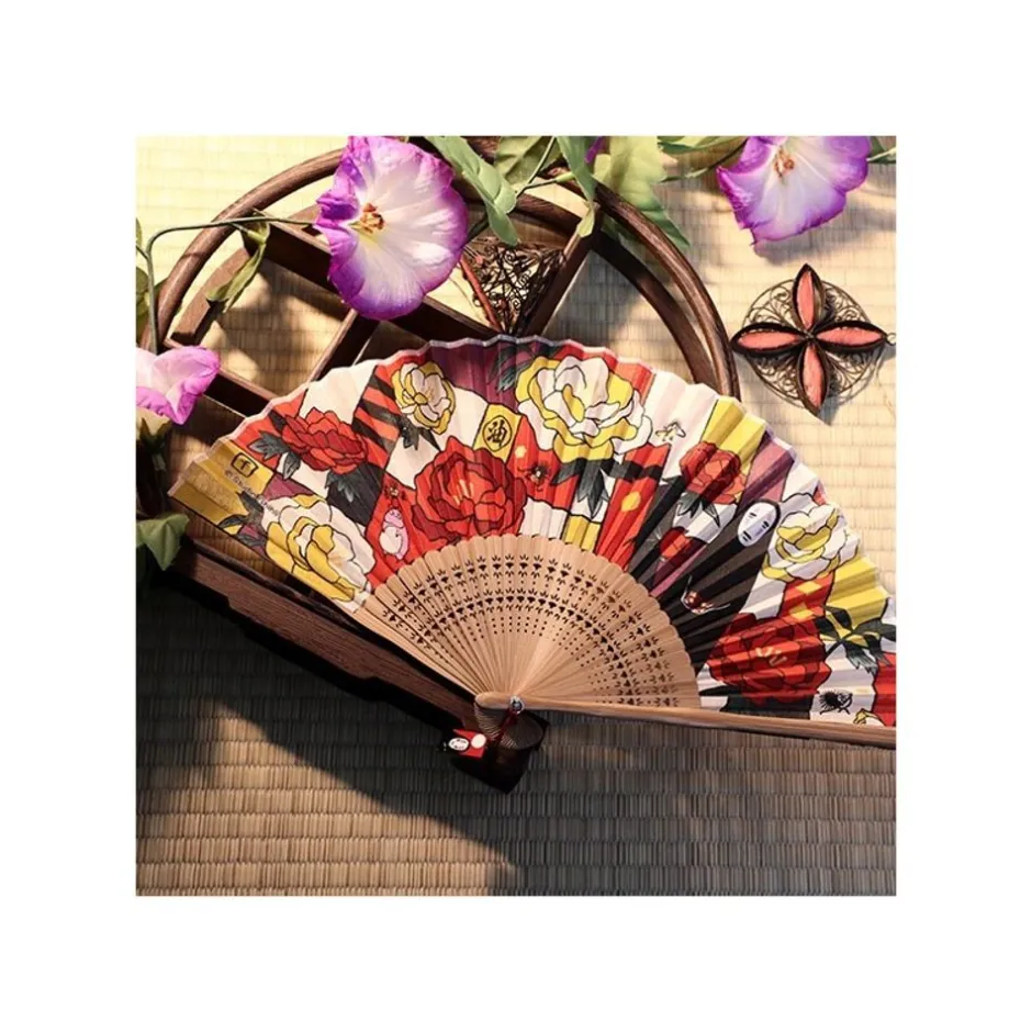 Maison Ghibli Accessories-Folding Fan Unabara Flowers - Spirited Away