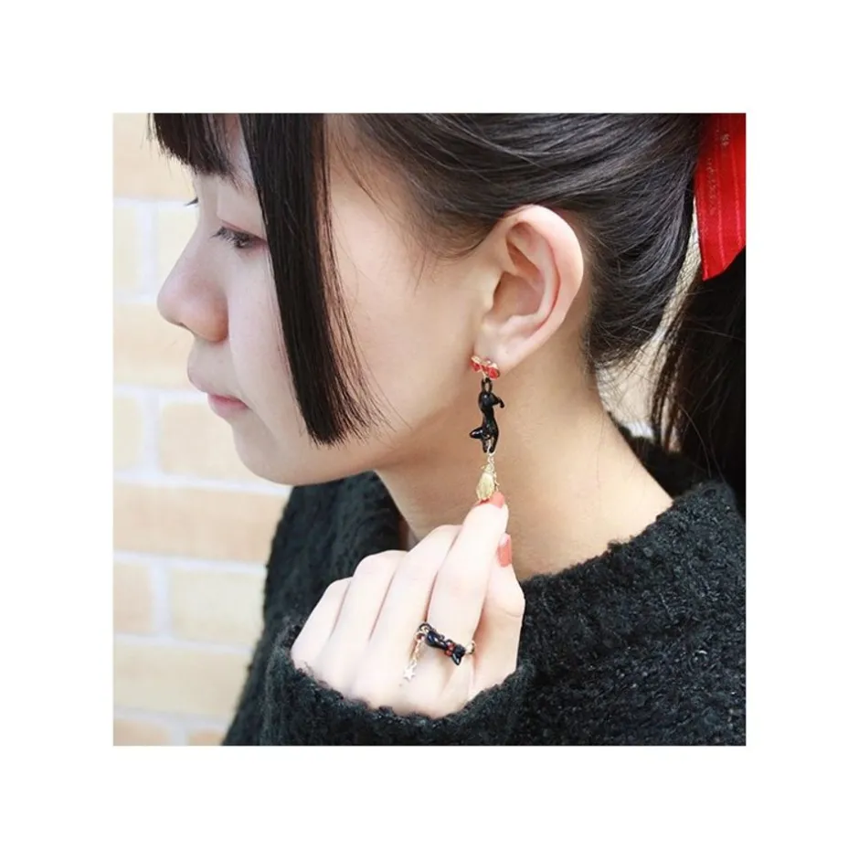 Maison Ghibli Jewellery-Jiji With Broom Pierced Earrings - Kiki'S Delivery Service