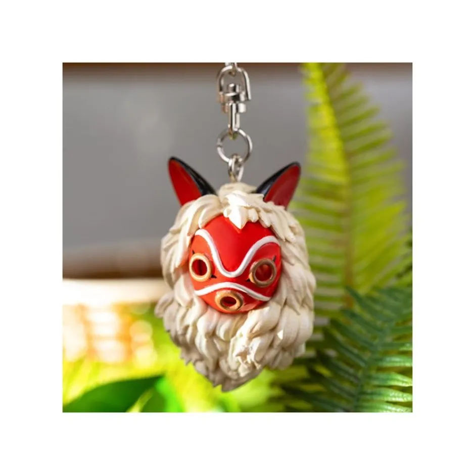 Maison Ghibli Keychains-Keychain San'S Mask And Kodama - Princess Mononoke