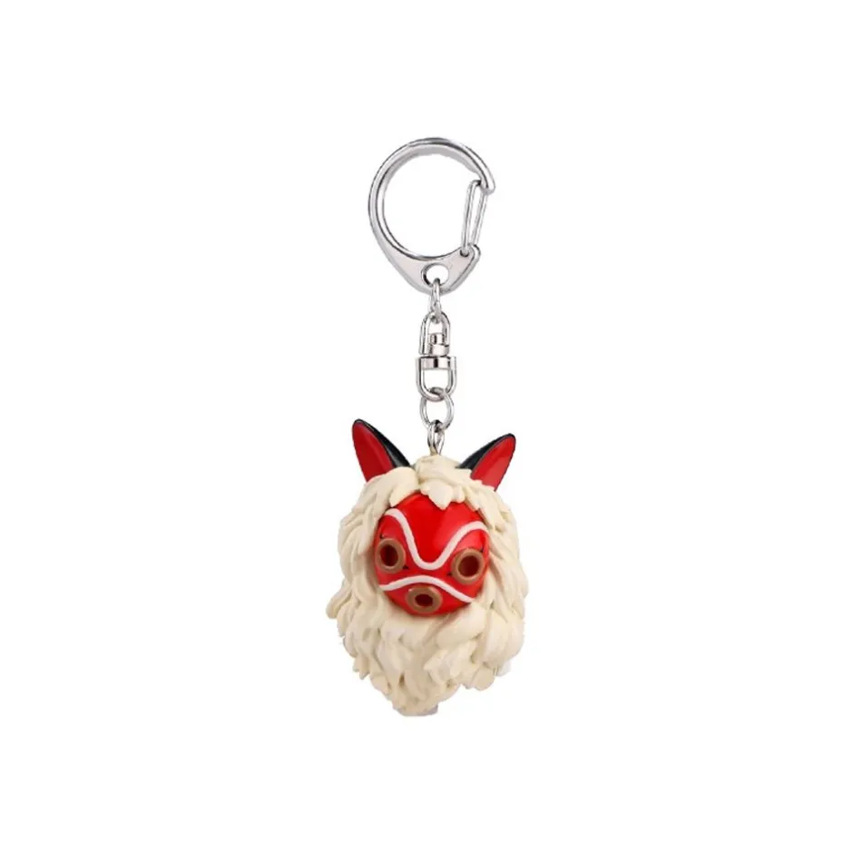 Maison Ghibli Keychains-Keychain San'S Mask And Kodama - Princess Mononoke