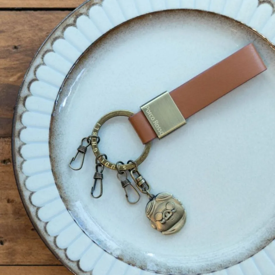 Maison Ghibli Keychains-Leather Key Chain Marco - Porco Rosso