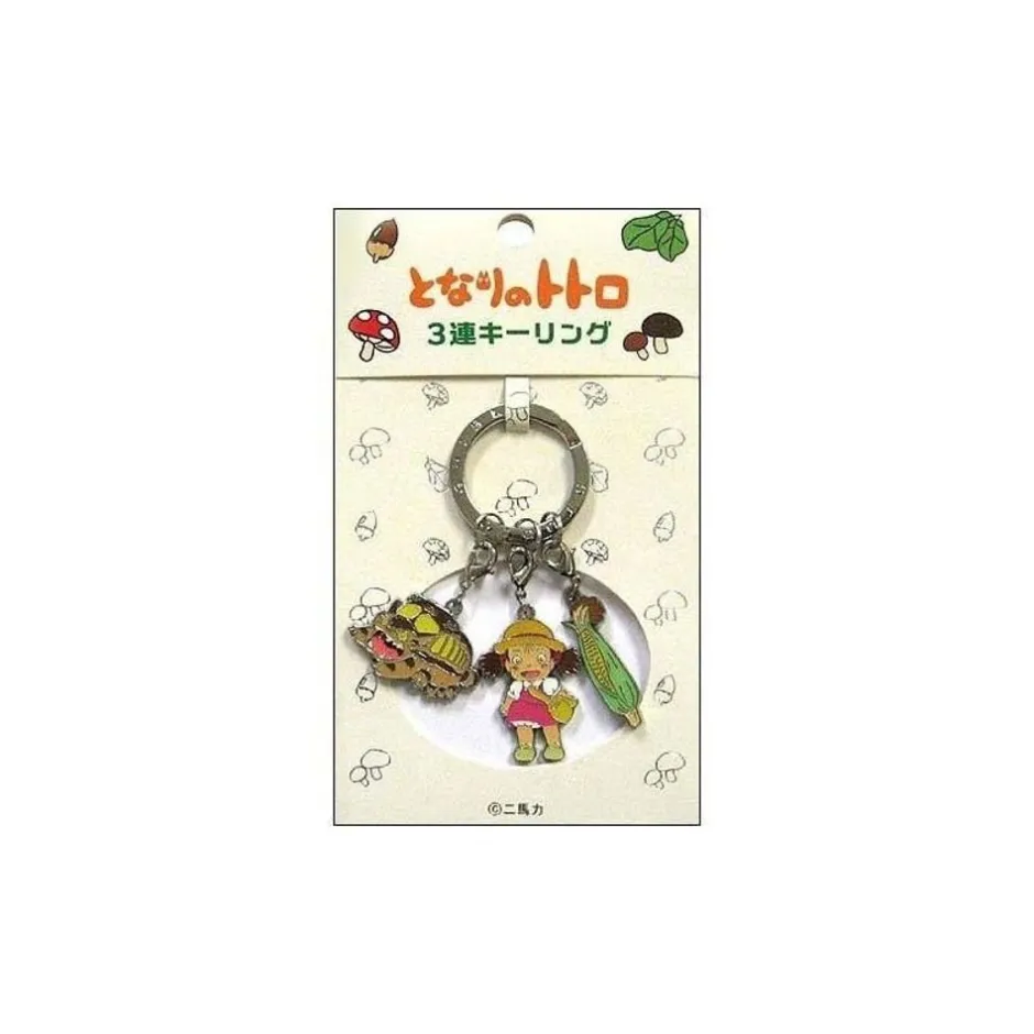 Maison Ghibli Keychains-Metal Key Chain Catbus 3 Characters - My Neighbor Totoro