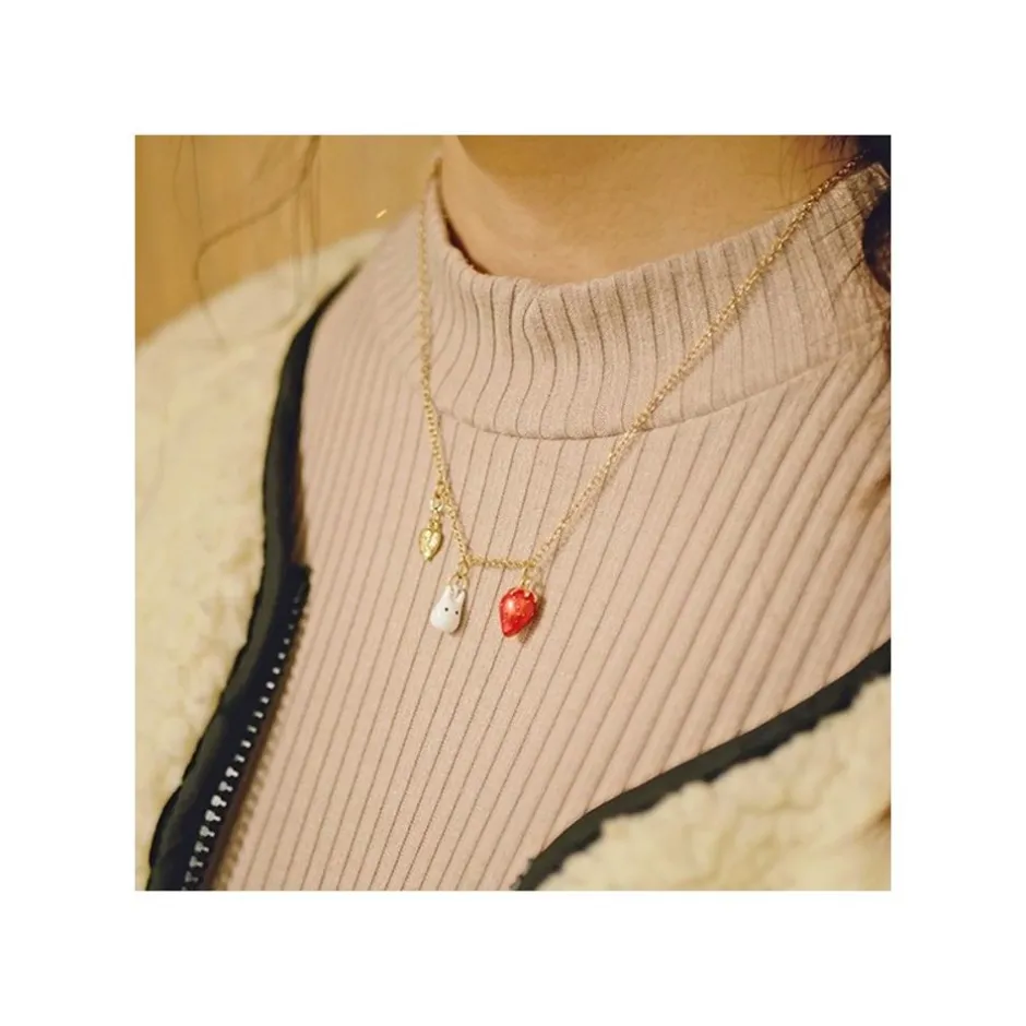 Maison Ghibli Jewellery-Necklace Strawberry And White Totoro - My Neighbor Totoro