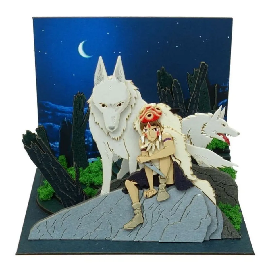 Maison Ghibli Arts And Crafts-Paper Craft San And Moro Under The Moon - Princess Mononoke