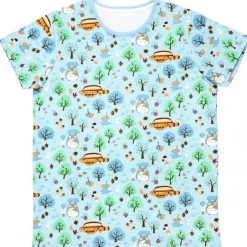 Maison Ghibli Outfits-Patterned T-Shirts Totoro Forest Light Blue S(Ladies) - My Neighbor Totoro