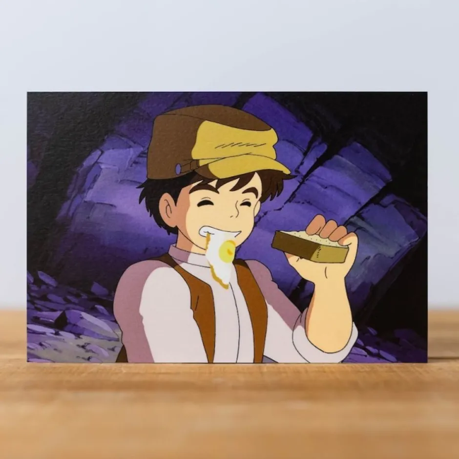 Maison Ghibli Postcards And Letter Papers-Postcard Pazu Snack - Castle In The Sky