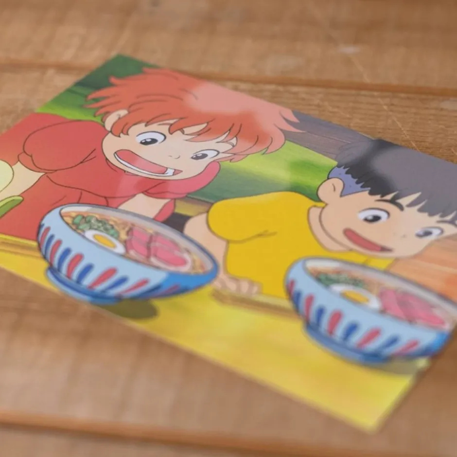 Maison Ghibli Postcards And Letter Papers-Postcard Ponyo & Sosuke Ramen - Ponyo On The Cliff