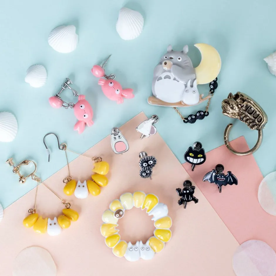 Maison Ghibli Jewellery-Small Totoro & Corn Pierced Earrings - My Neighbor Totoro