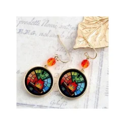 Maison Ghibli Jewellery-Stained Glass Series-Pierced Earrings Calcifer -Howl'S Moving Castle