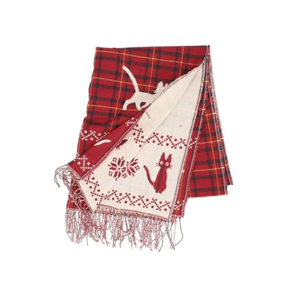 Maison Ghibli Outfits-Stole With Button Jiji Check Pattern - Kiki'S Delivery Service
