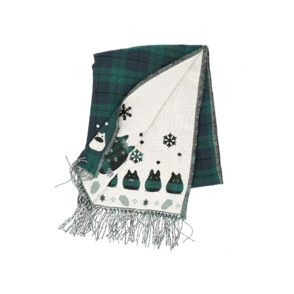 Maison Ghibli Outfits-Stole With Button Totoro Check Pattern - My Neighbor Tororo