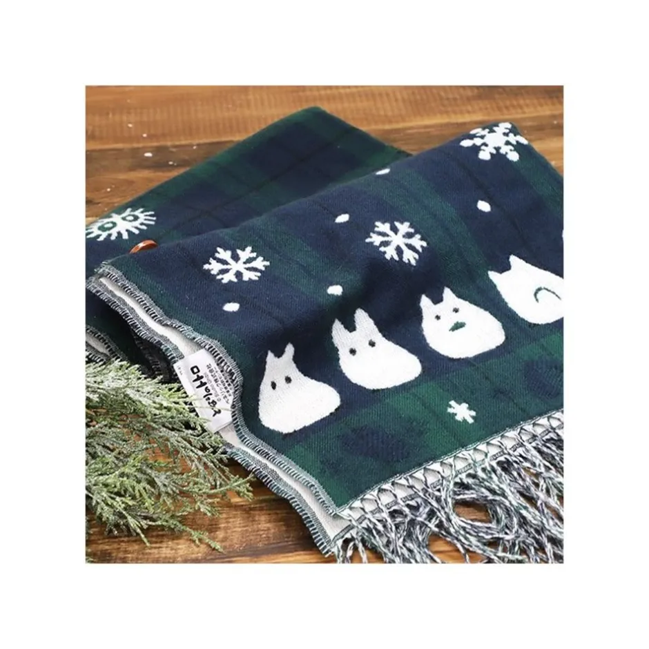 Maison Ghibli Outfits-Stole With Button Totoro Check Pattern - My Neighbor Tororo