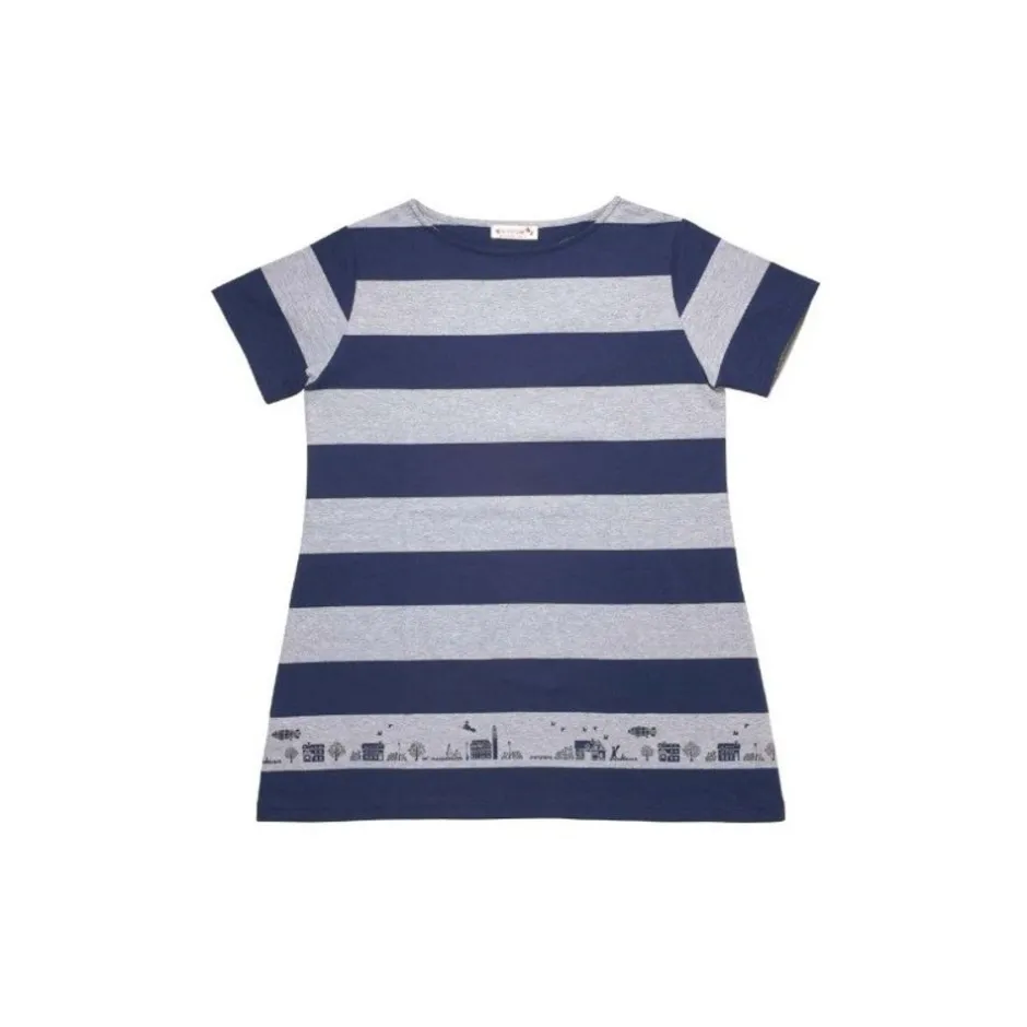 Maison Ghibli Outfits-Striped Tunic Top Kiki Koriko Town Black White - Kiki'S Delivery Service