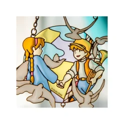 Maison Ghibli Decoration-Sun Catcher Stained Glass Sheeta & Pazu - Castle In The Sky