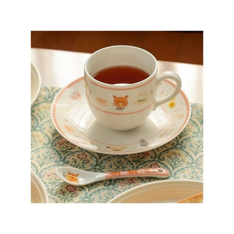 Maison Ghibli Kitchenware-Tea Time & Cat Plate - The Cat Returns