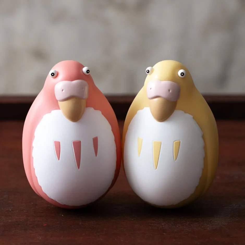 Maison Ghibli Toys-Two Pack Roly-Poly Figurines Red & Yellow Parakeet - The Boy And The