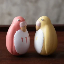 Maison Ghibli Toys-Two Pack Roly-Poly Figurines Red & Yellow Parakeet - The Boy And The