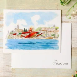 Maison Ghibli Postcards And Letter Papers-Watercolour Greeting Cards 24 X 15,8 Cm Seaplane - Porco Rosso
