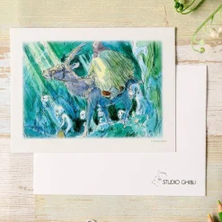 Maison Ghibli Postcards And Letter Papers-Watercolour Greeting Cards 24 X 15,8 Cm Ashitaka In The Forest - Prin